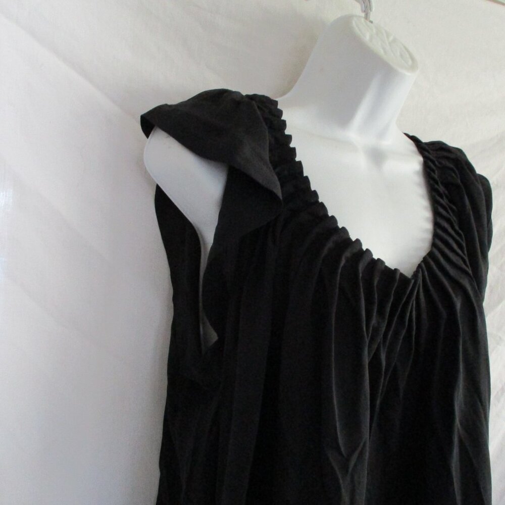 ANN DEMEULEMEESTER PLEATED SILK Blouse Top Goth 38 BLACK Rocker Womens - Picture 4 of 7